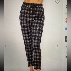 Knit slim fit joggers with plaid print- S/M